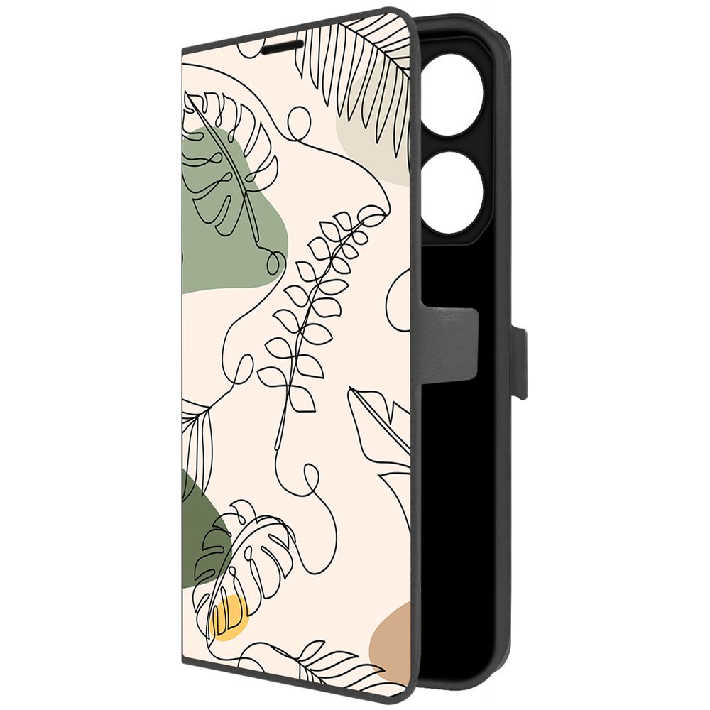 

Чехол-книжка Krutoff Eco Book для TECNO Pova 6 Линия весны (черный)
