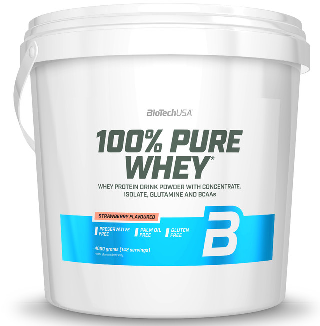 фото Протеин biotechusa 100% pure whey 4000 г, клубника