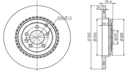 

Диск тормозной задний для Land Rover Range Rover Sport (09-) d=365 TRIALLI DF190518