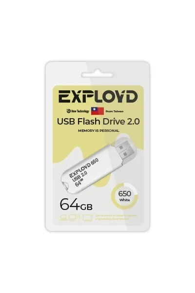 

Флешка EXPLOYD 650 64 ГБ белый (EX-64GB-650-White), 650