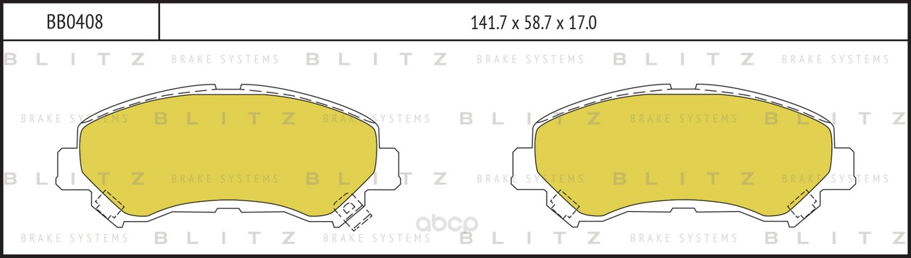 

Тормозные колодки BLITZ передние для Nissan Qashqai, X-Trail 2007-, Maxima 09-11 BB0361