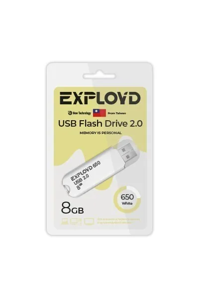 

Флешка EXPLOYD 650 8 ГБ белый (EX-8GB-650-White), 650