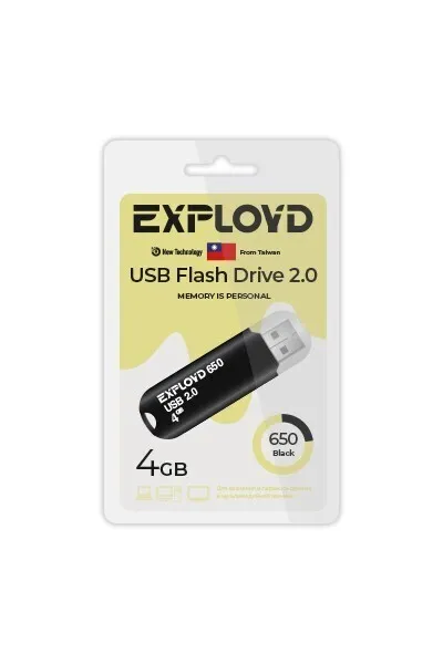 

Флешка EXPLOYD 650 4 ГБ черный (EX-4GB-650-Black), 650