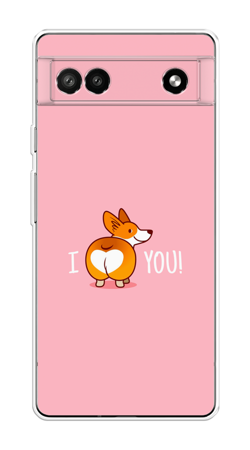 

Чехол на Google Pixel 6A "Корги I love you", Розовый;коричневый;белый, 271150-1