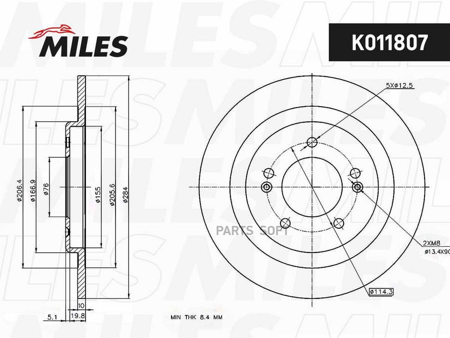 

Miles K011807 Диск Тормозной Hyundai I40 R16 Задний D 284Мм.