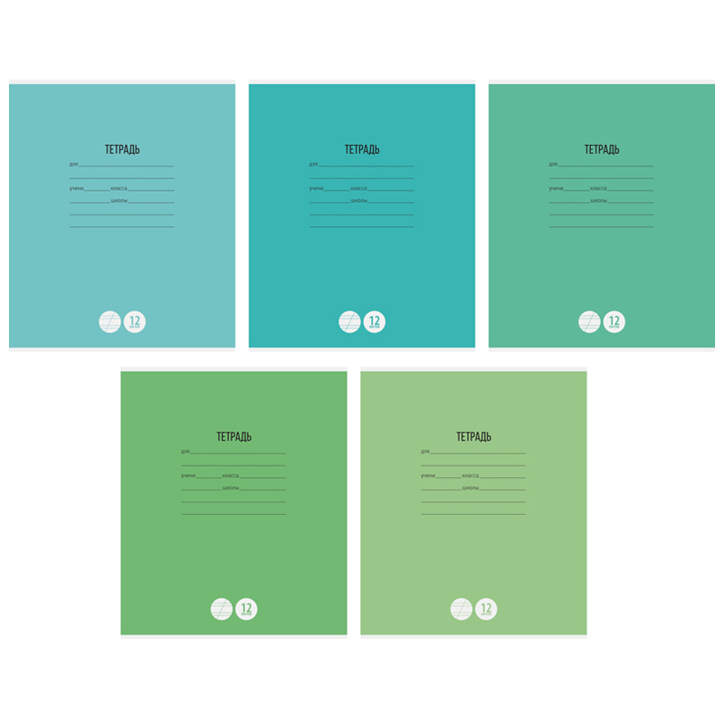 

Тетрадь 12л. косая линия Однотонная. Школьная, 5 шт
