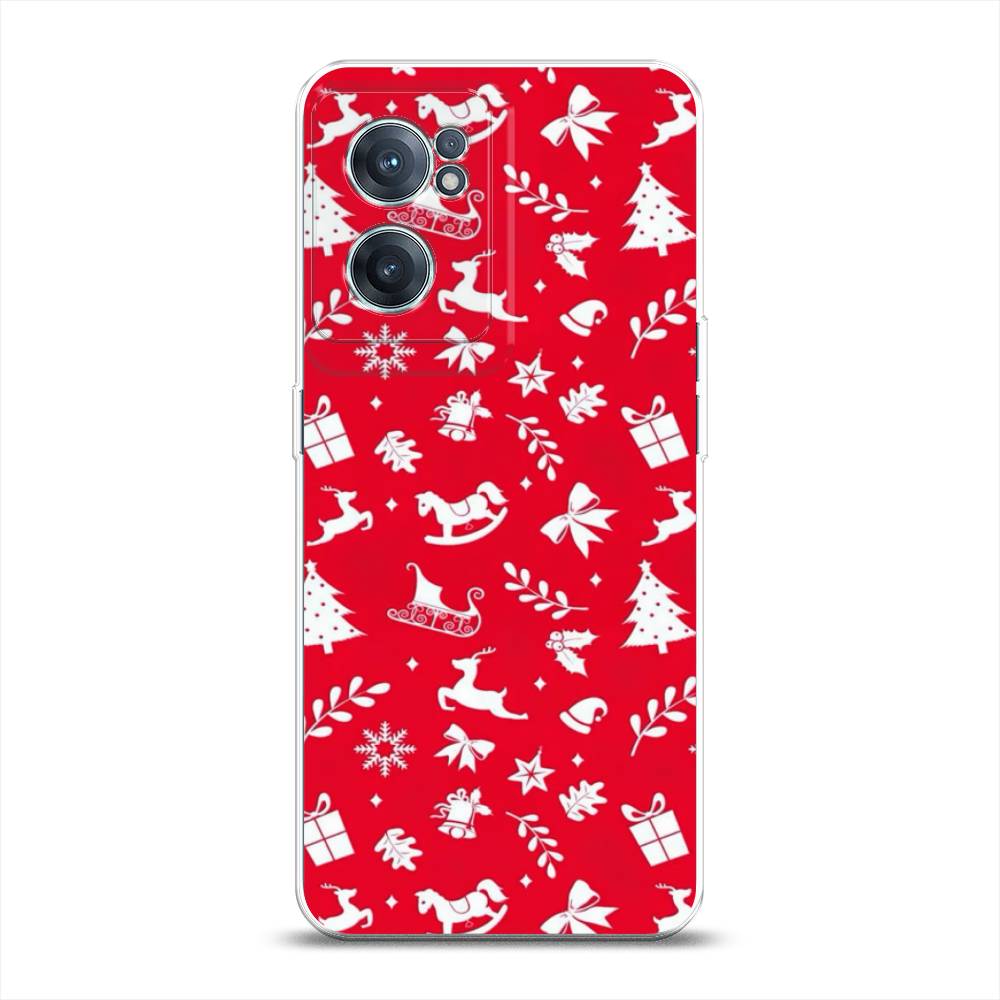 

Чехол на OnePlus Nord CE 2 5G "Красный новогодний фон", Красный;белый, 152650-5