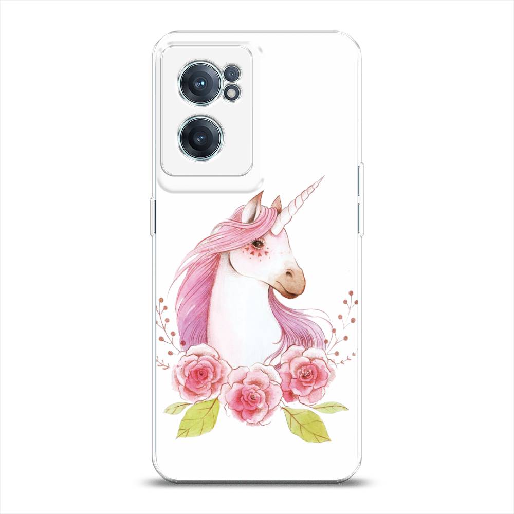 

Чехол на OnePlus Nord CE 2 5G "Единорог цветы", Белый;розовый;серый, 152650-1