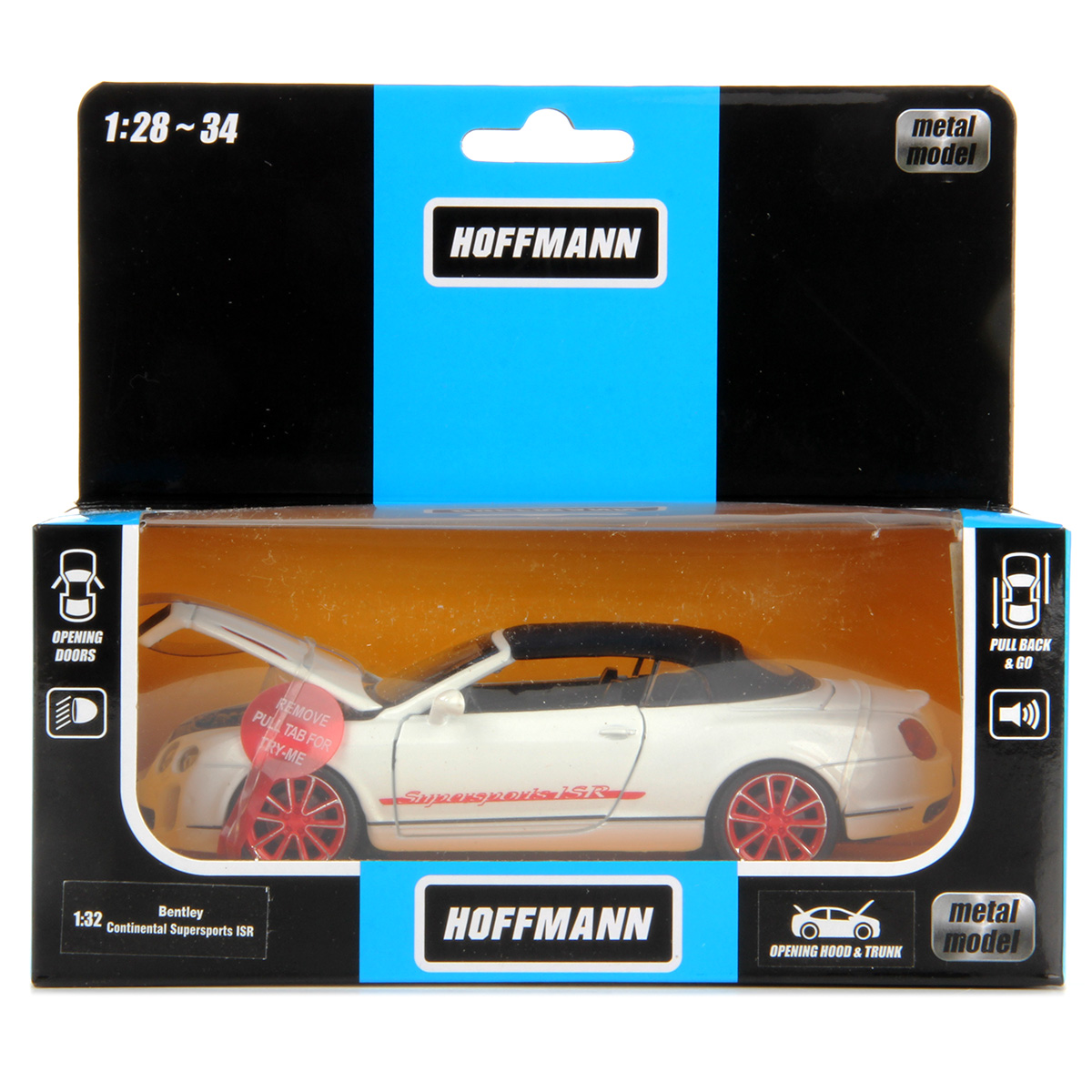 Машина металлическая HOFFMANN Bentley Continental Supersports Convertible ISR 1:32 10278 welly 1 18 bentley continental supersports high simulation diecast car metal alloy model car toys for kids gift collection