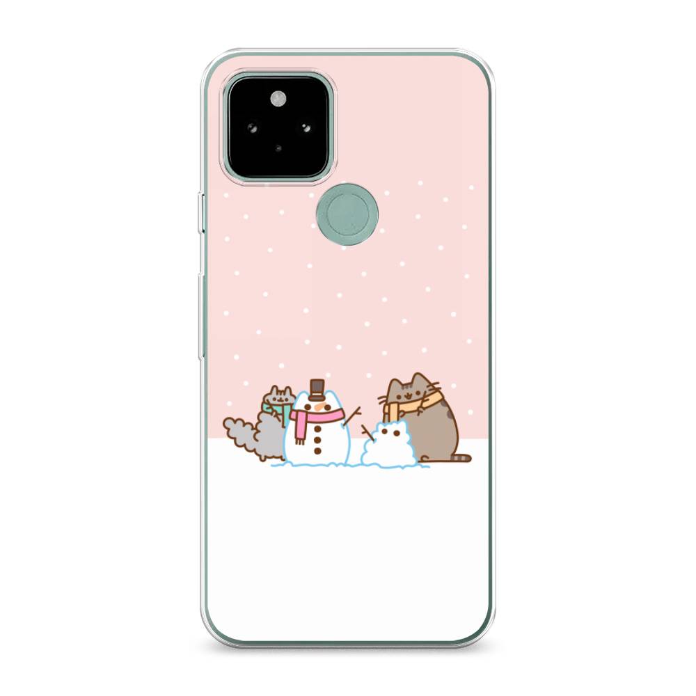 

Чехол для Google Pixel 5A "Котики в снегу", Розовый;белый;серый, 271050-5