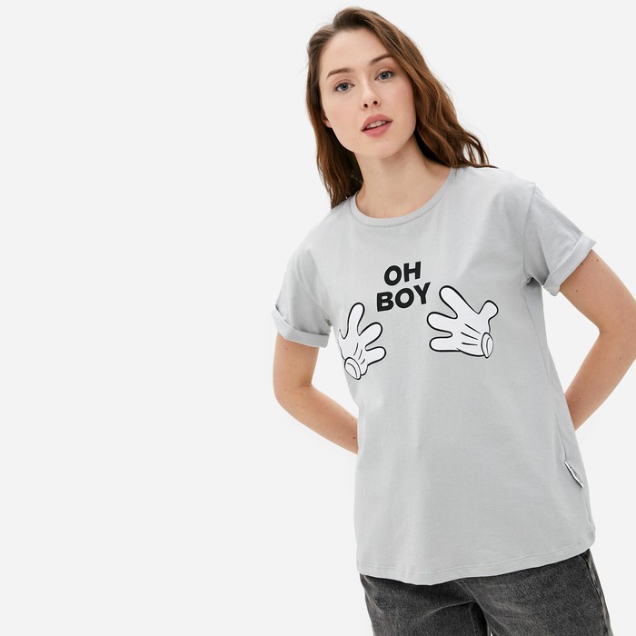

Футболка "Oh boy" Микки Маус, серый, Микки Маус
