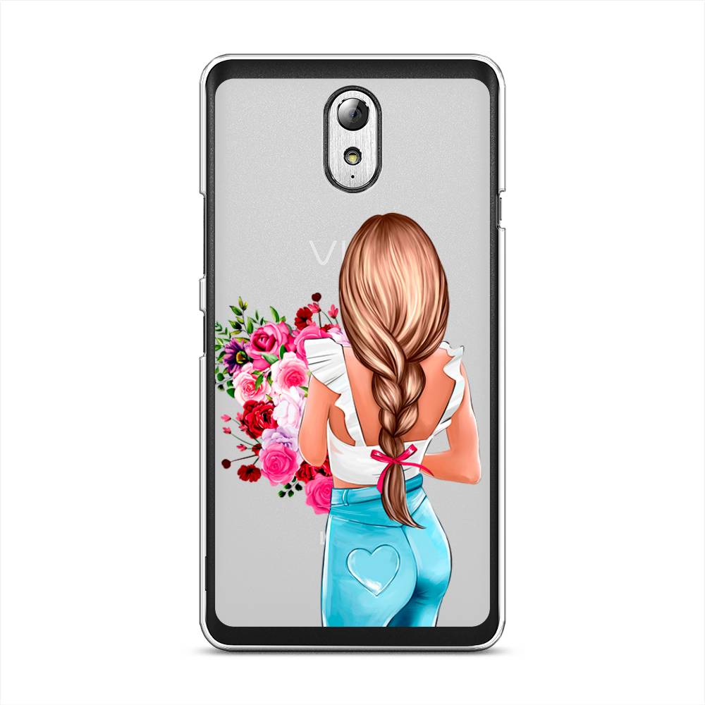 

Чехол на Lenovo Vibe P1m "Девушка с цветами", Коричневый;розовый;голубой, 111350-6