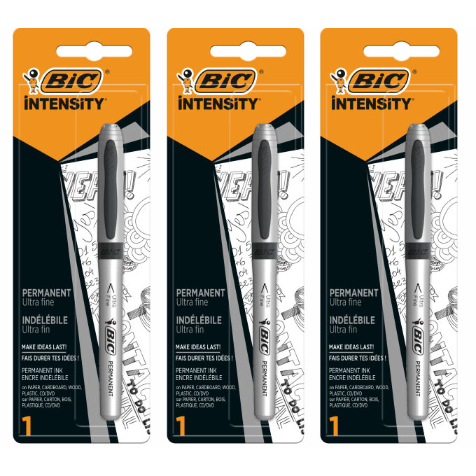 Маркер BIC Marking Ultra Fine перманентный черного цвета 0,8 мм, 3 шт