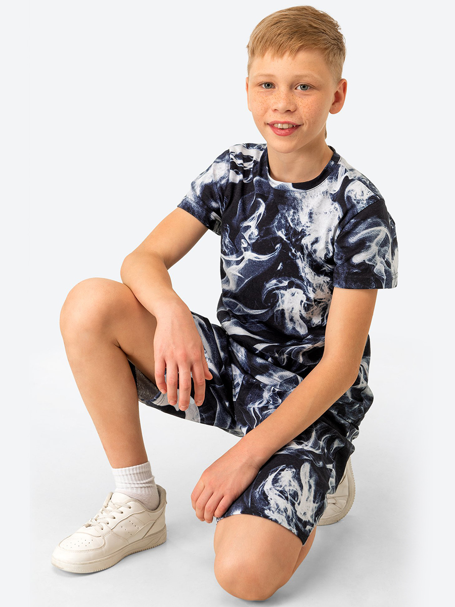 Хлопковая пижама для мальчика HappyFox HF4872SP, дым.на.т.синем, размер 146 футболка для мальчика в синем оттенке с печатью