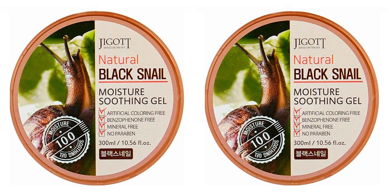 Гель для тела Jigott Natural Black Snail Moisture увлажняющий 300 мл 2 шт