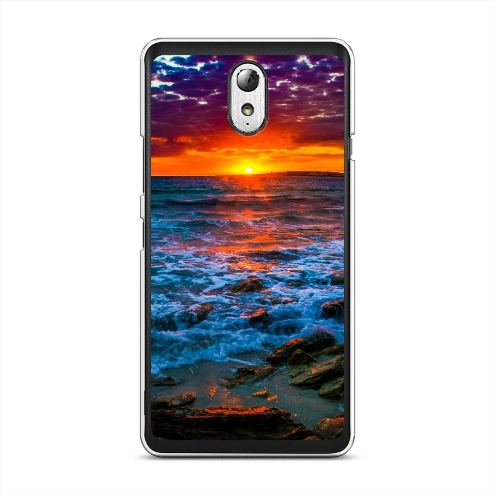 

Чехол на Lenovo Vibe P1m "Закат 1", Оранжевый;синий, 111350-2