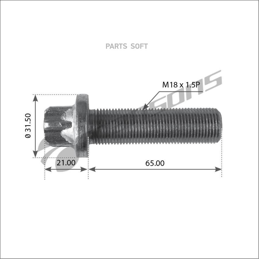 

Болт М18X65 Крепл. Фланца И Тормозного Диска 1Шт Mansons 600082