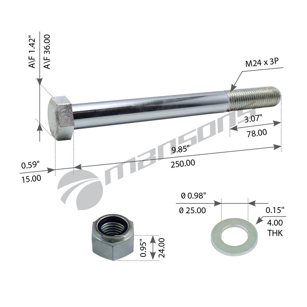 Болт Амортизатора M24X32508.8 Bpwror 1Шт Mansons TRS4732