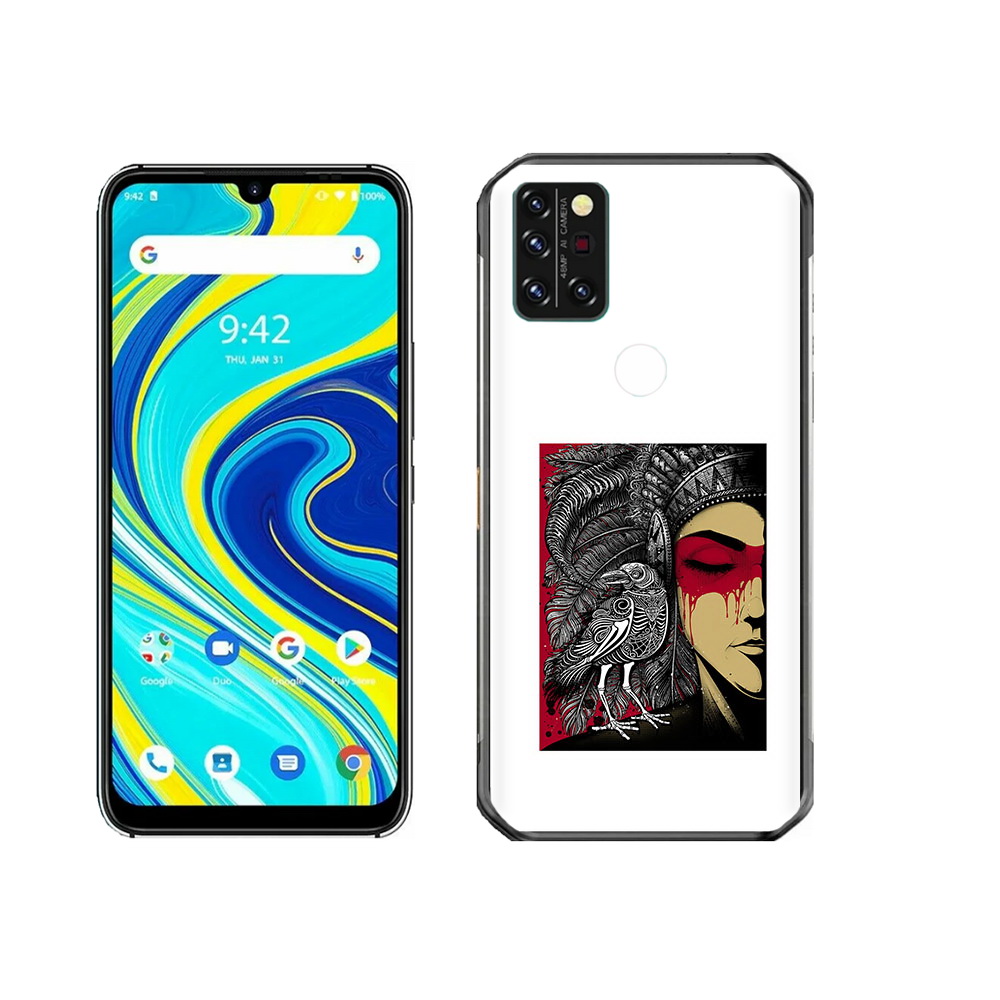 

Чехол MyPads Tocco для Umidigi A7 Pro девушка с вороном в абстракции, Прозрачный, Tocco
