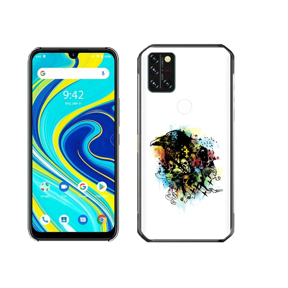 

Чехол MyPads Tocco для Umidigi A7 Pro ворон и черепа, Прозрачный, Tocco