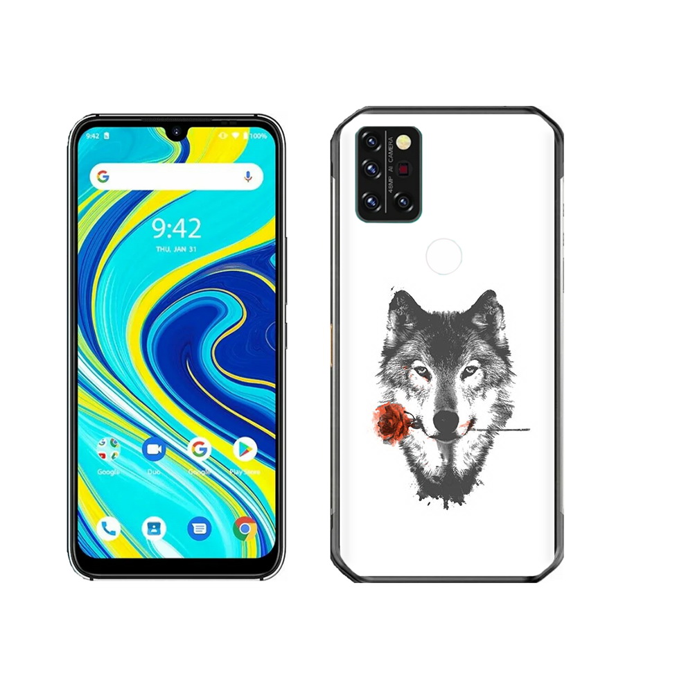 

Чехол MyPads Tocco для Umidigi A7 Pro волк с розой, Прозрачный, Tocco