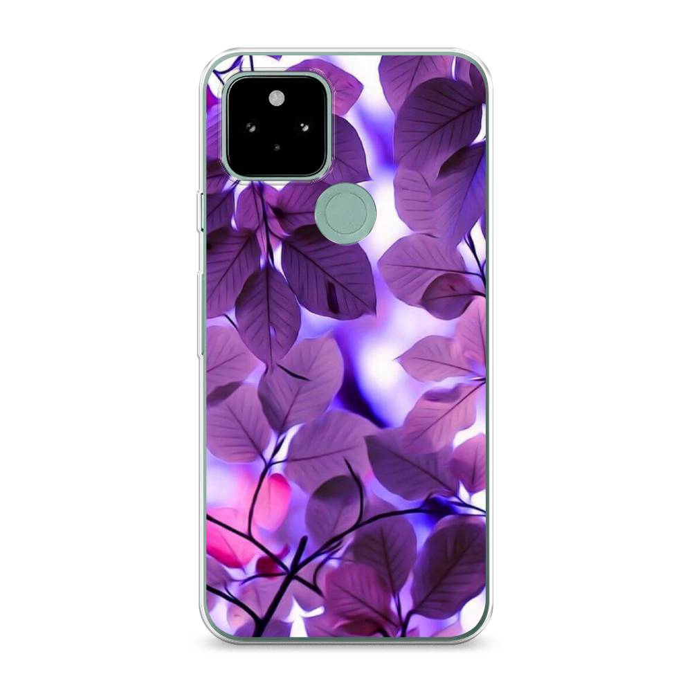 

Чехол для Google Pixel 5A "Сиреневые листики", Фиолетовый;голубой, 271050-2