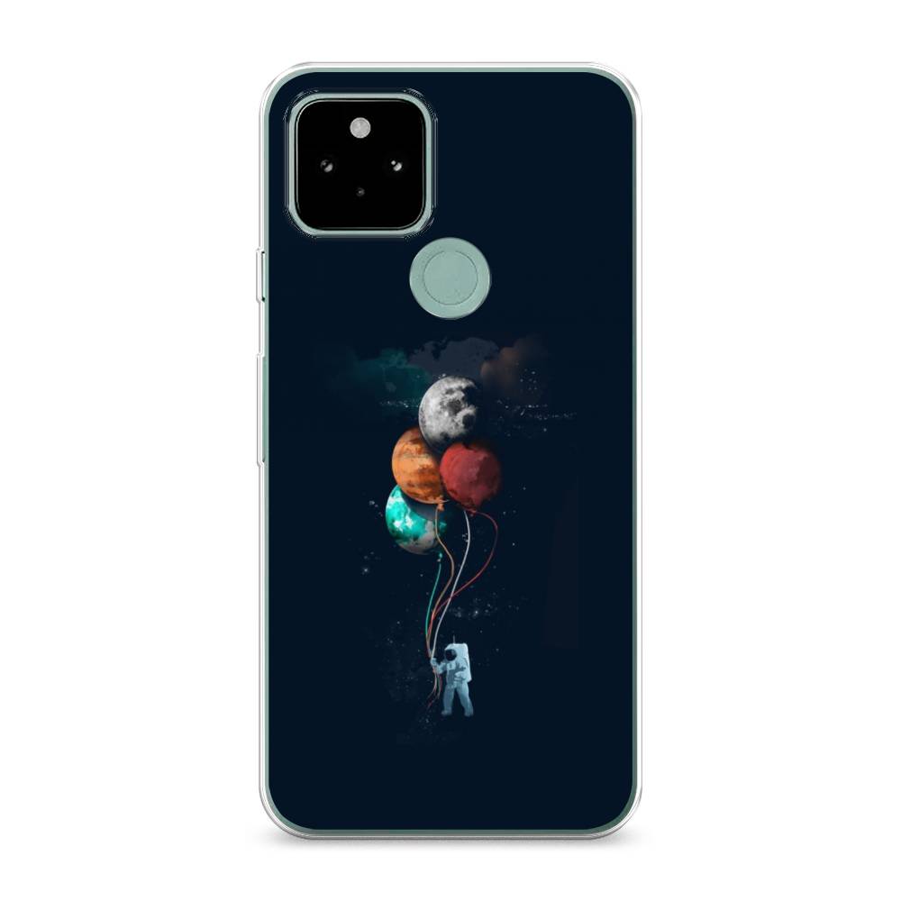 

Чехол для Google Pixel 5A "Космонавт с шариками", Разноцветный, 271050-4