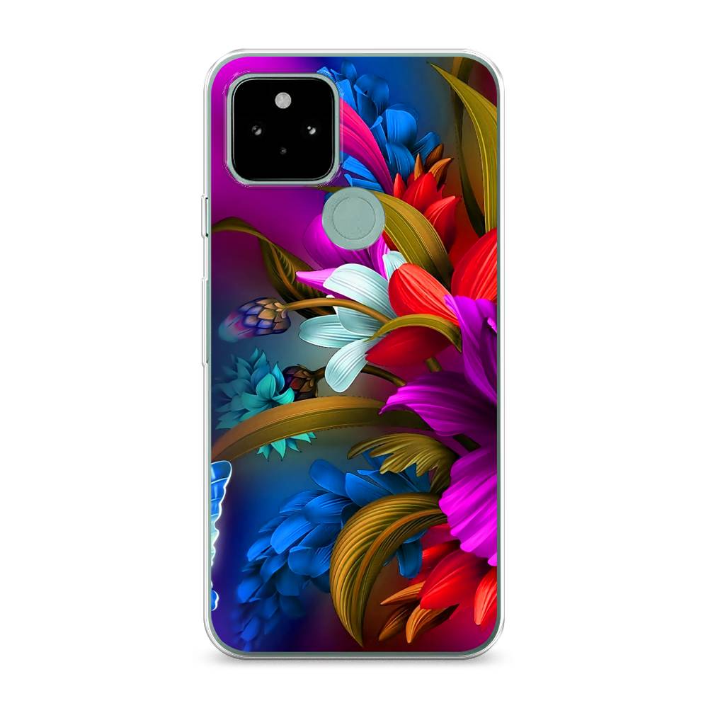 

Чехол для Google Pixel 5A "Фантастические цветы", Фиолетовый;красный;синий, 271050-2