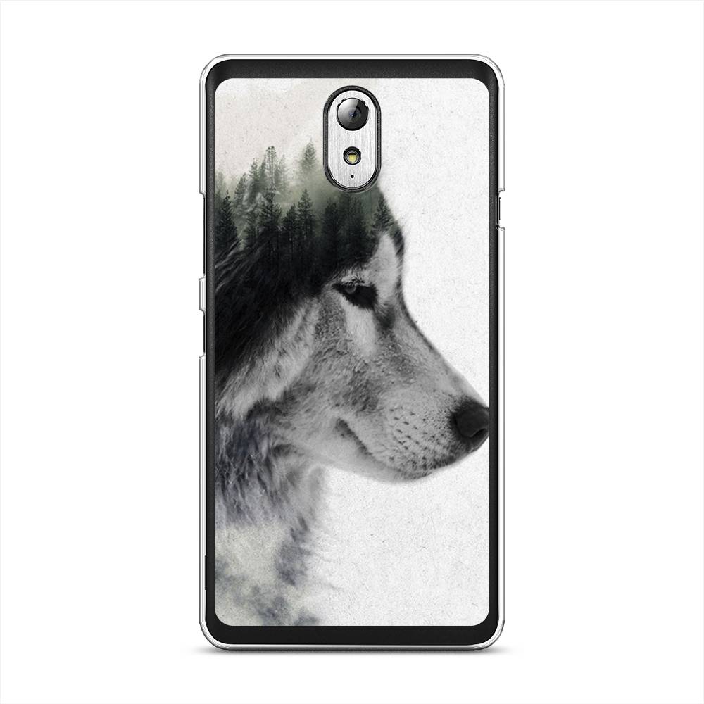 

Чехол на Lenovo Vibe P1m "Волк лес", Серый;белый, 111350-1