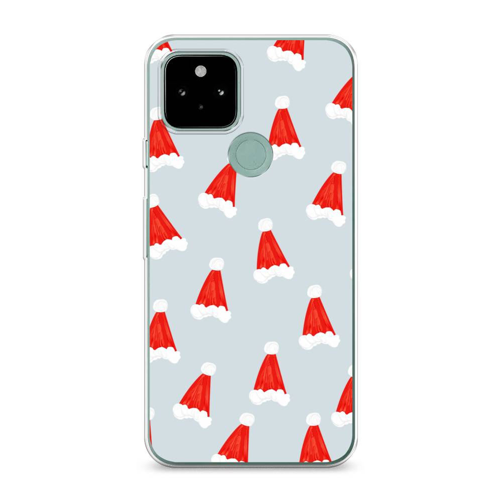 

Чехол на Google Pixel 5A "Новогодние шапочки", Белый;красный;серый, 271050-5