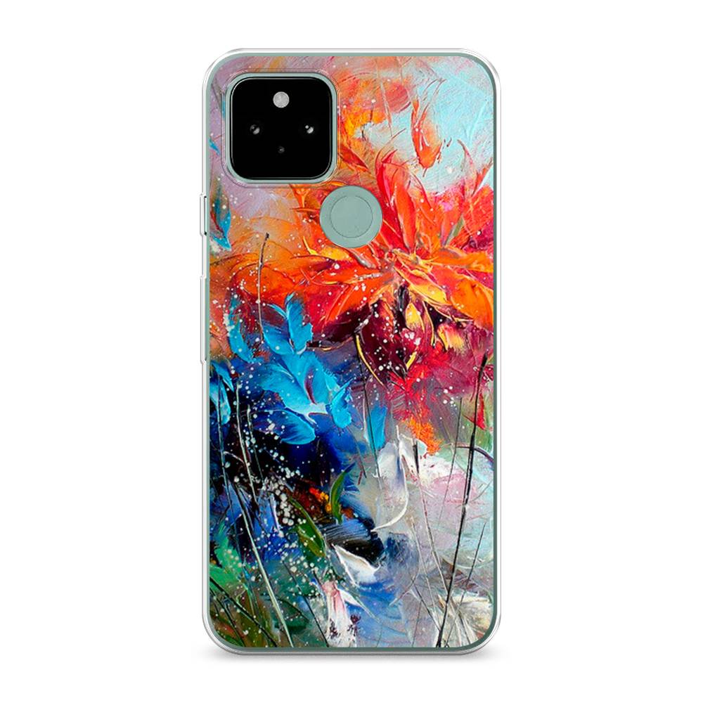 

Чехол для Google Pixel 5A "Абстрактные цветы", Оранжевый;синий, 271050-4