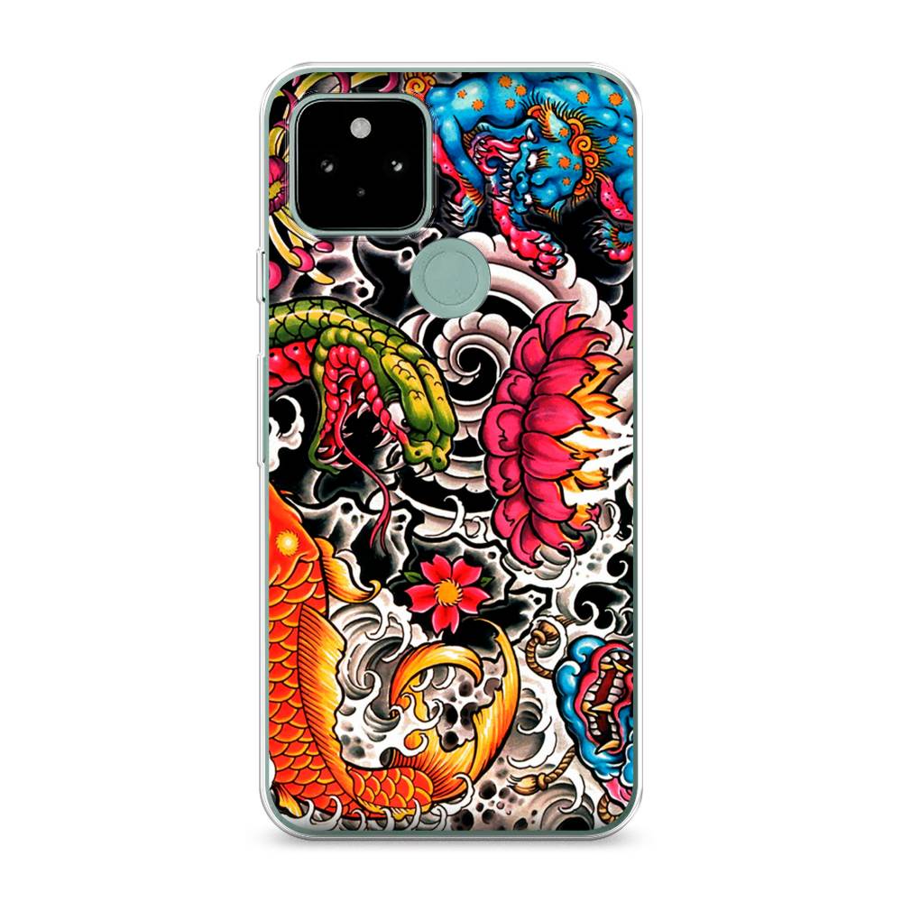 

Чехол для Google Pixel 5A "Японское искусство", Красный;оранжевый;голубой, 271050-4