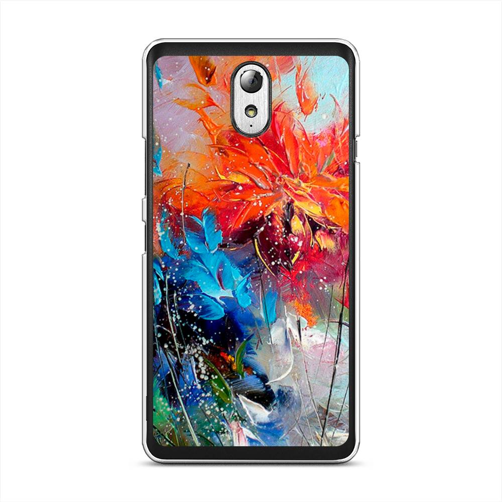 

Чехол на Lenovo Vibe P1m "Абстрактные цветы", Оранжевый;синий, 111350-4