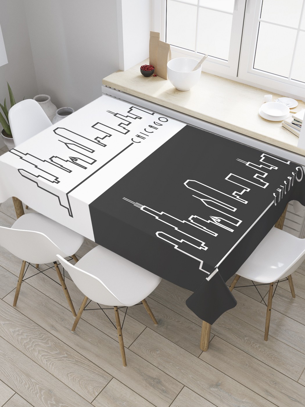 

Скатерть прямоугольная JoyArty "Силуэты домов Чикаго" из сатена, 180x145 см, Черный, Силуэты домов Чикаго