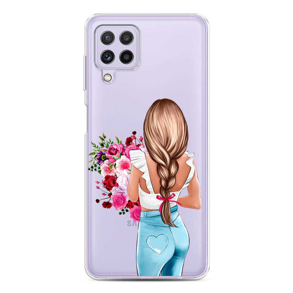 

Чехол на Samsung Galaxy A22/M22/M32 "Девушка с цветами", Коричневый;розовый;голубой, 2103150-6