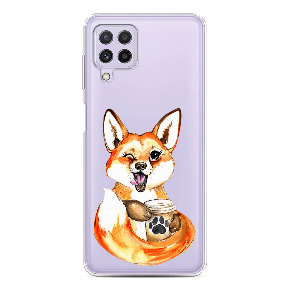 

Чехол на Samsung Galaxy A22/M22/M32 "Подмигивающая лиса с кофе", Оранжевый;белый;коричневый, 2103150-4