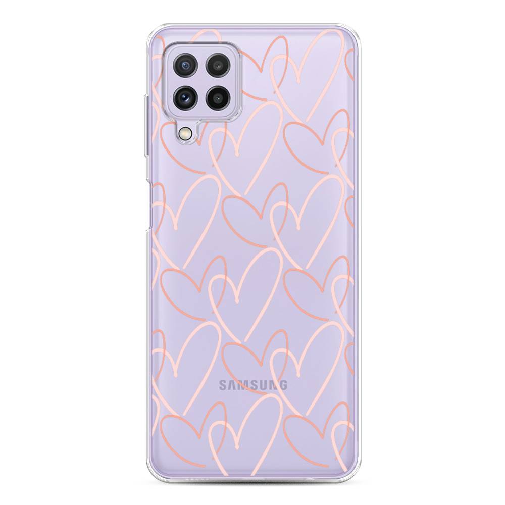 

Чехол на Samsung Galaxy A22/M22/M32 "Узор из сердечек", Розовый;бежевый, 2103150-6