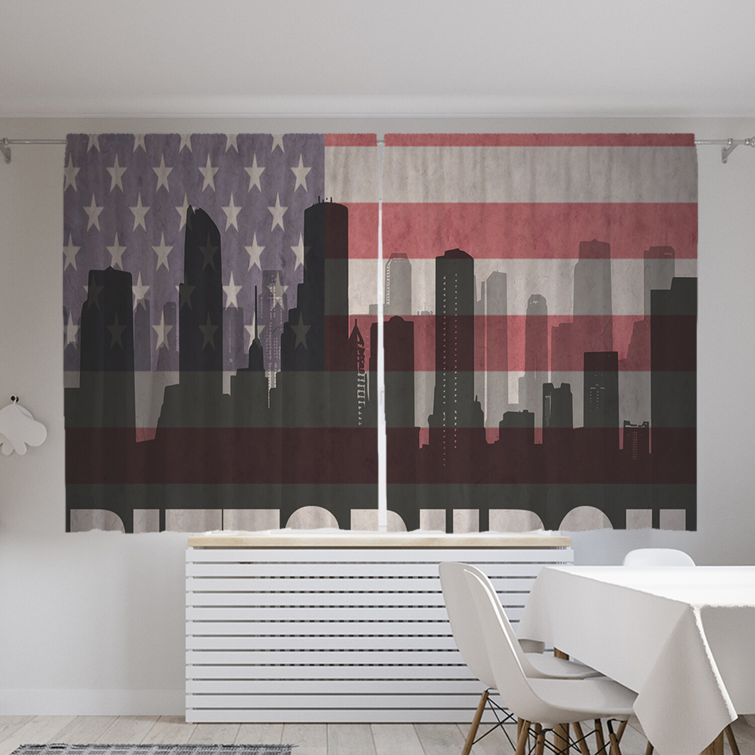 

Классические шторы JoyArty "Питтсбург на флаге США", Oxford DeLux, 2 полотна 145x180 см, Питтсбург на флаге США