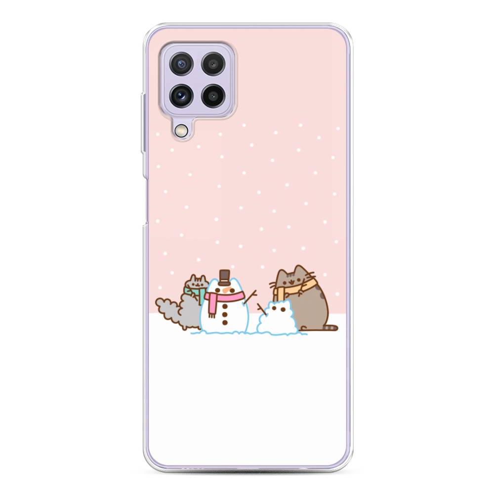 

Чехол для Samsung Galaxy A22/M22/M32 "Котики в снегу", Розовый;белый;серый, 2103150-5