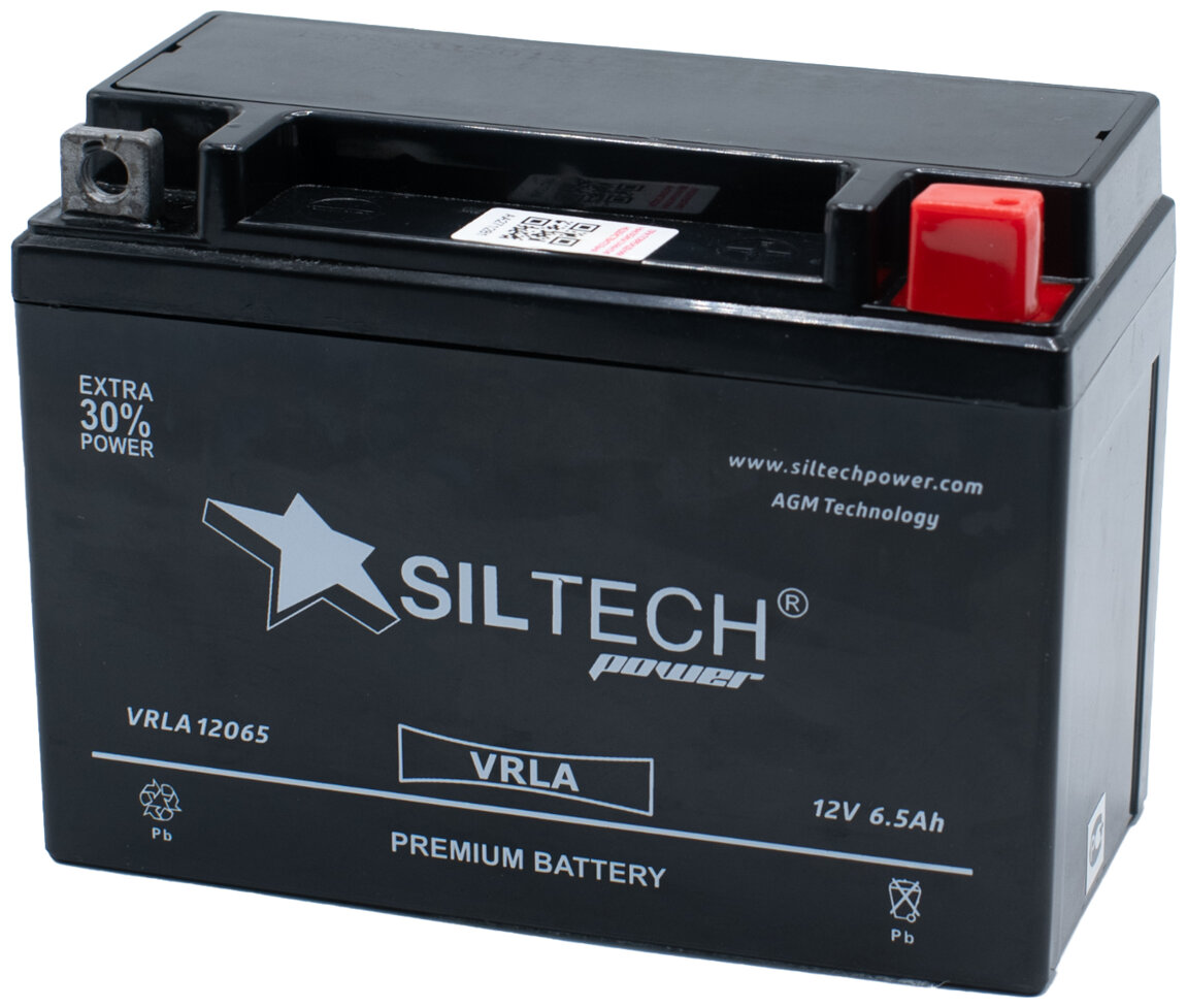 Аккумулятор SILTECH VRLA 12065 (YTX6,5L-BS) 6.5 Ач 100 А обратная полярность