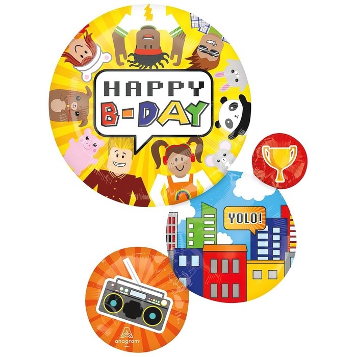 

Шар фольгированный 28" "ФИГУРА/Й35 HB Party Блоки ВиртуальнМир", Разноцветный
