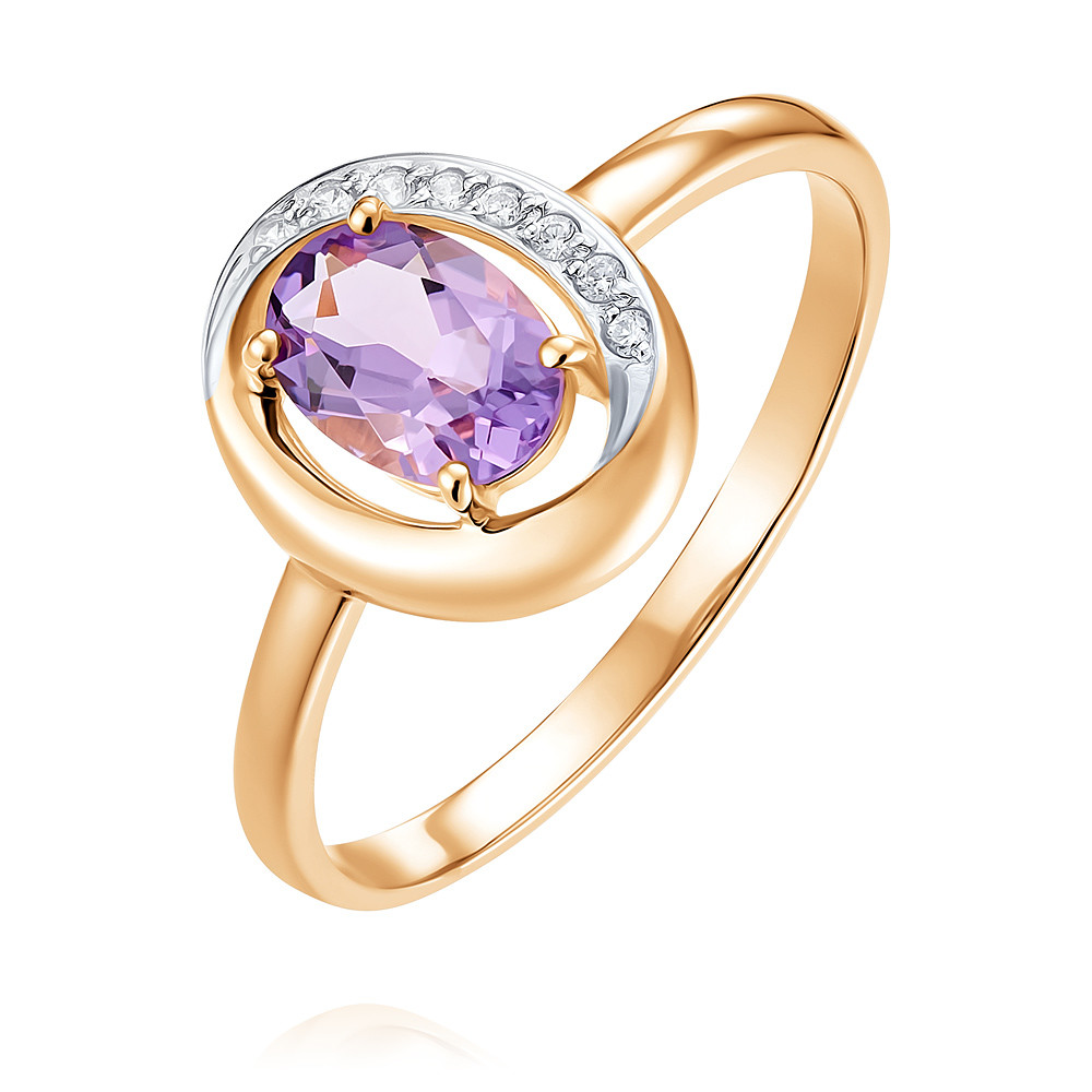

Кольцо из красного золота с аметистом/фианитом р.  ADAMAS 14036712/01-А50Д-653, 14036712/01-А50Д-653