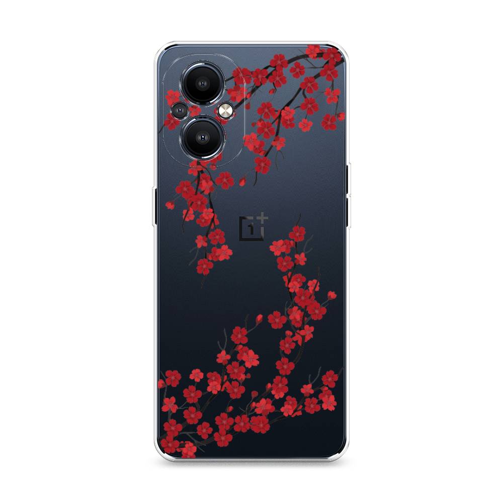 

Чехол на OnePlus Nord N20 "Красная сакура", Красный;черный, 152550-2