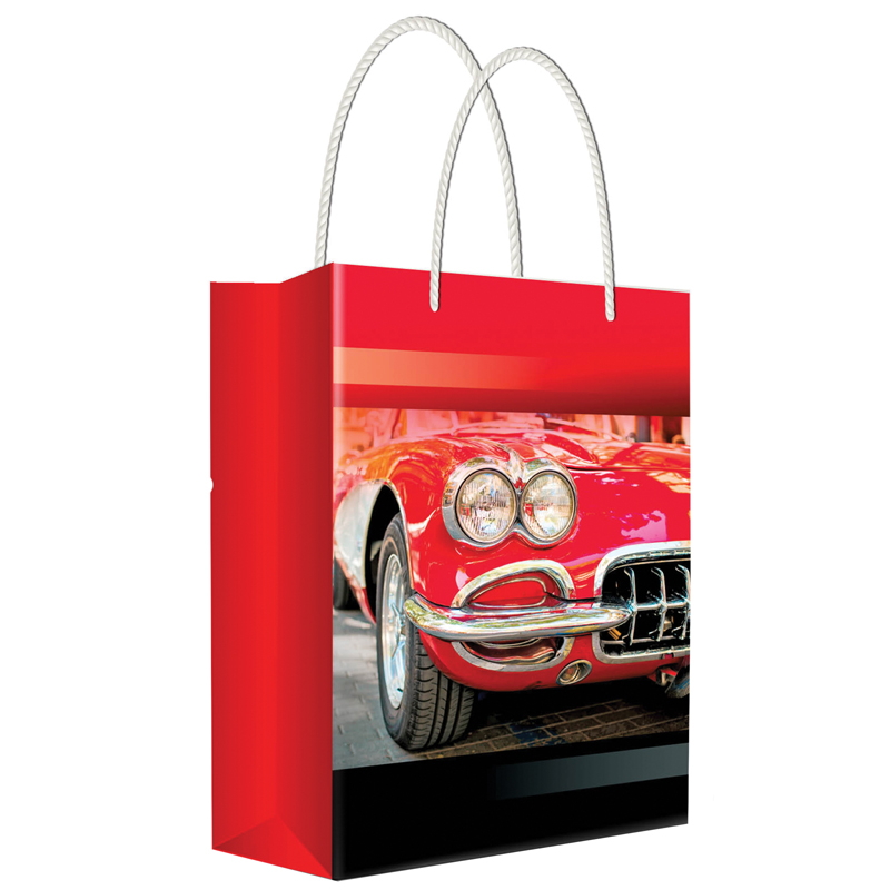 Пакет подарочный 22*31*10см Русский дизайн Красный автомобиль, ламинированный, 5 шт