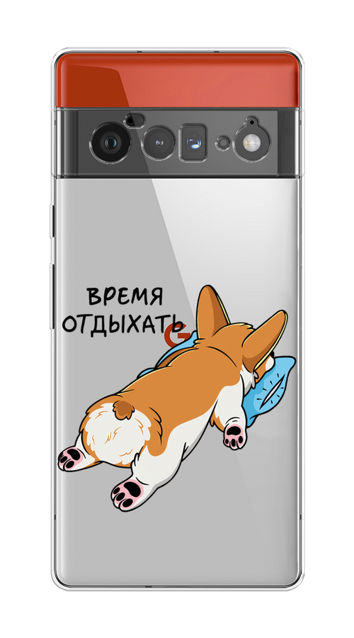 

Чехол на Google Pixel 6 Pro "Корги отдыхает", Черный;коричневый;голубой, 270950-1