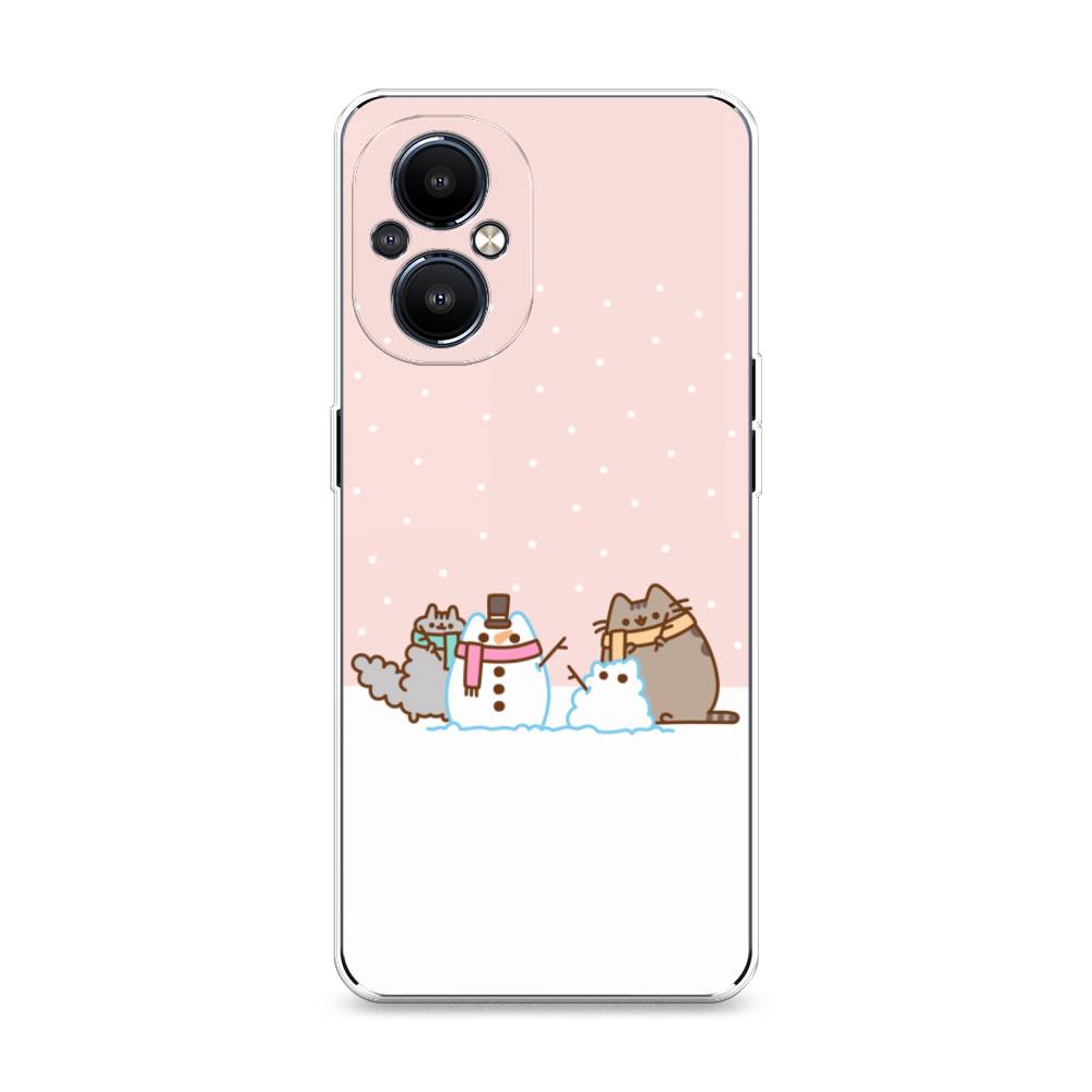 

Чехол на OnePlus Nord N20 "Котики в снегу", Розовый;белый;серый, 152550-5