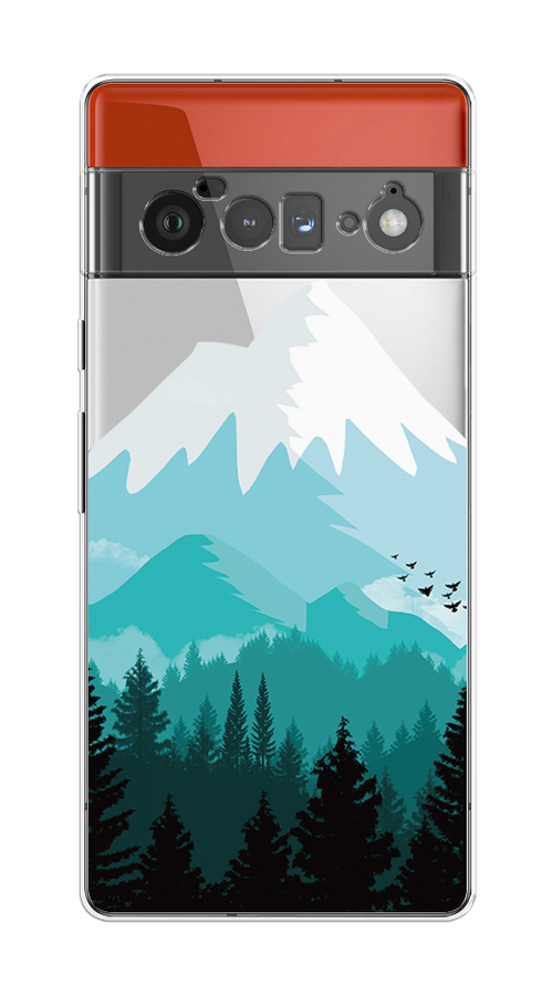 

Чехол на Google Pixel 6 Pro "Синяя снежная гора", Белый;голубой, 270950-2