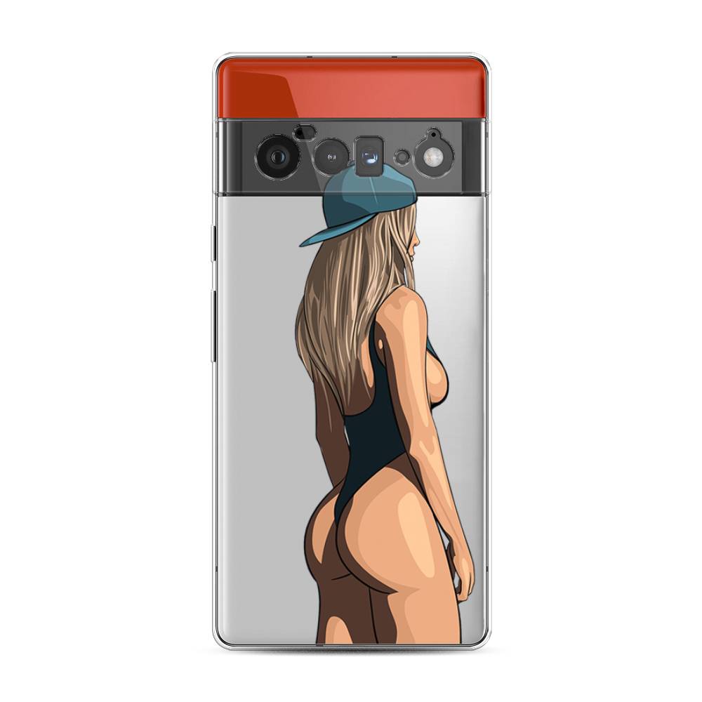 

Чехол для Google Pixel 6 Pro "Девушка в черном купальнике", Зеленый;бежевый;черный, 270950-6