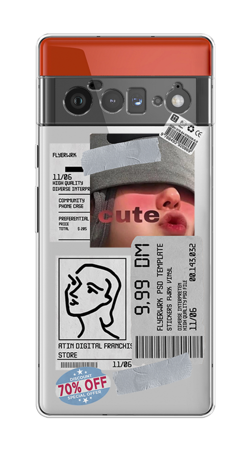 

Чехол на Google Pixel 6 Pro "Cute girl collage", Розовый;серый;голубой, 270950-6