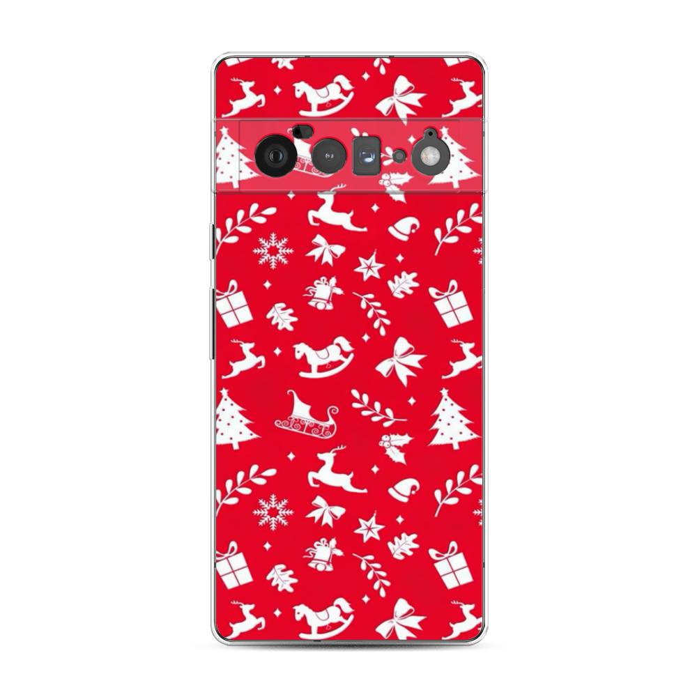 

Чехол для Google Pixel 6 Pro "Красный новогодний фон", Красный;белый, 270950-5